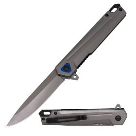Day Zero Survival 8.5" Tactical Rescue Spring Assisted Folding Pocket Knife – Titanium Coated Handle (Color: Gray)