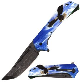 Day Zero Survival 12.25" Jumbo Spring Assisted Folding Pocket Knife – Multiple Graphic Designs (Design: American)