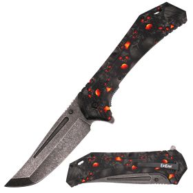 Day Zero Survival 12.25" Jumbo Spring Assisted Folding Pocket Knife – Multiple Graphic Designs (Design: Hell Skulls)