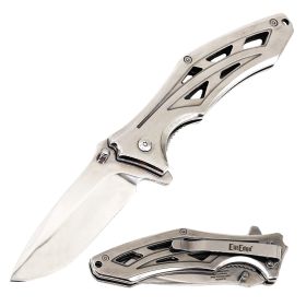 Day Zero Survival Spring Assisted Stainless Steel Folding Pocket Knife – Multiple Finish Options (Color: Chrome)