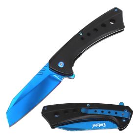 Day Zero Survival 8.25" Tactical Cleaver Razor Spring Assisted Folding Pocket Knife – Multiple Finishes (Color: Blue)
