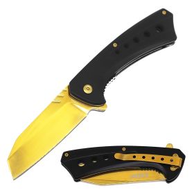 Day Zero Survival 8.25" Tactical Cleaver Razor Spring Assisted Folding Pocket Knife – Multiple Finishes (Color: Golden)
