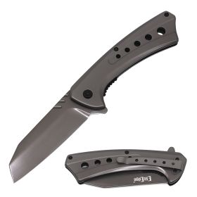 Day Zero Survival 8.25" Tactical Cleaver Razor Spring Assisted Folding Pocket Knife – Multiple Finishes (Color: Gray)