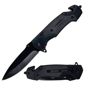 Day Zero Survival 8.75" Tactical Rescue Spring Assisted Folding Pocket Knife (Color: Black)