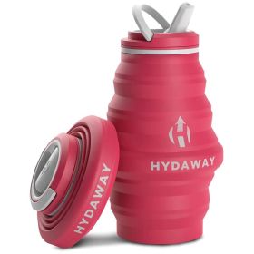 HYDAWAY Collapsible Watet Bottle (Color: Bottle Raspberry, Size: 17oz)