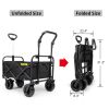 Whitsunday Folding Wagon – 8″ Heavy-Duty Wheels with Push Bar (Standard Size PLUS)