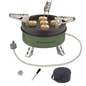 Whitsunday 11000W Camping Stove with 5 Brass Burners (Color: Green)