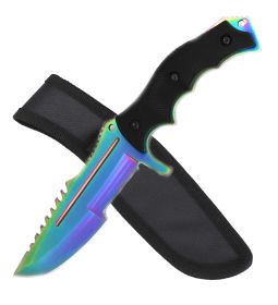 Day Zero Survival 8.5" Full Tang Tactical Tanto Fixed Blade Knife – Multiple Finishes (Color: rainbow)