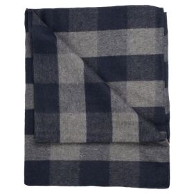 WOVEN WOOL PLAID 55% WOOL 45% SYNTHETIC (Color: Navy/Gray)