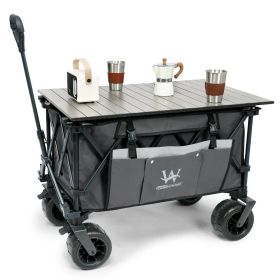 Whitsunday Moko Compact Plus Outdoor Camping & Garden Folding Wagon Cart with Table Plate (Color: Grey)