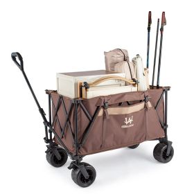 Whitsunday Moko Large Folding Wagon Cart with Table Plate (Color: Brown)