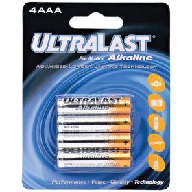 Ultralast ULA2AAA AAA Alkaline Batteries – 1.5V Long-Lasting Power (Available in 2 Pack, 4 Pack & 100 Pack) (Pack: 4)