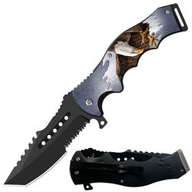 Day Zero Survival 8.5" CSGO-Inspired Spring Assisted Folding Pocket Knife – Multiple Wildlife & Patriotic Designs (Design: Eagle Spring)