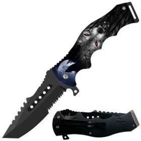 Day Zero Survival 8.5" CSGO-Inspired Spring Assisted Folding Pocket Knife – Multiple Wildlife & Patriotic Designs (Design: Wolf Spring)