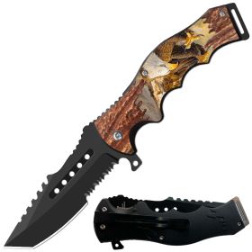 Day Zero Survival 8.5" CSGO-Inspired Spring Assisted Folding Pocket Knife – Multiple Wildlife & Patriotic Designs (Design: Eagle)