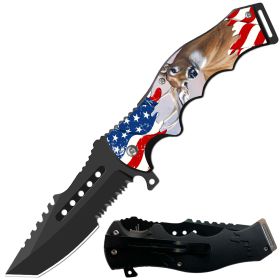 Day Zero Survival 8.5" CSGO-Inspired Spring Assisted Folding Pocket Knife – Multiple Wildlife & Patriotic Designs (Design: American Deer)
