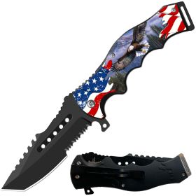Day Zero Survival 8.5" CSGO-Inspired Spring Assisted Folding Pocket Knife – Multiple Wildlife & Patriotic Designs (Design: American Flying Eagle)