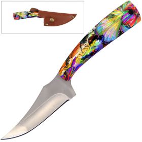 7" Full Tang Fixed Blade Knife - For Hunting, Skinning - Multiple Design Selection (Design: Butterfly)