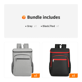 Waterproof, Leakproof, Thermal Insulated Outdoor Cooler Backpack (Color: Gray+Black/Red)