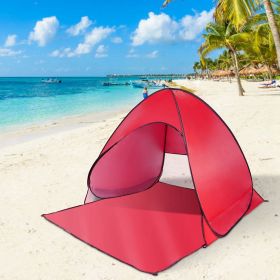 Pop-Up Beach Tent Sun Shade Shelter – Anti-UV, Waterproof with Net Window & Storage Bag for 2-3 People (Color: Red)