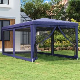 Party Tent with 6 Mesh Sidewalls (Color: Blue, Size: 9.8' x 19.7')
