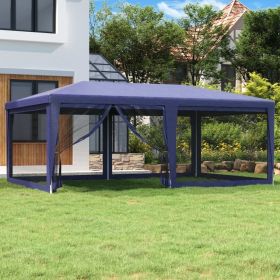 Party Tent with 6 Mesh Sidewalls (Color: Blue, Size: 19.7' x 13.1')