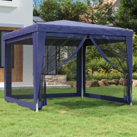 Party Tent with 4 Mesh Sidewalls (Color: Blue, Size: 9.8' x 9.8')