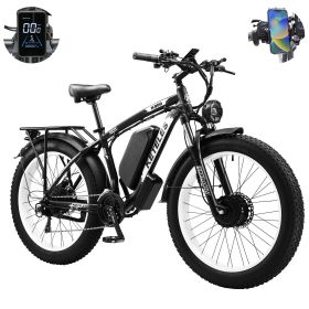 KETELES Electric Bike – 48V 23AH Dual 1000W Motors, 26"x4.0 MTB (Color: White)