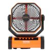VEVOR Portable Rechargeable Fan with LED Lantern – 4 Speeds, Auto Swivel, Timer & USB for Travel, Home & Camping