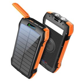 Portable Solar Charger: 33,500mAh, Fast Charging, Waterproof, 6W Flashlight for iPhone, Samsung, Tablet (Color: Orange)