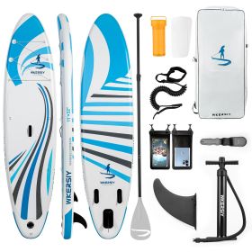 11' Inflatable Paddle Board SUP – Includes Paddle, Backpack, Pump & Leash (Color: Gray)