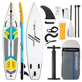 Touring Inflatable Paddle Board SUP – Includes Paddle, Backpack, Pump & Leash (Color: Green, Size: 11'-6")