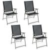 Set of 4 Folding Patio Chairs - Rustproof Metal Frame