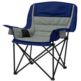 Padded Folding Camping Chair - Portable with Cup Holder & Side Pockets (Color: Light Gray)
