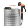 Heavy Duty Stainless Steel Metal Garden Hose with 10-Function Spray Nozzle