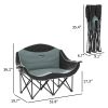 Padded Double Camping Chair - Folding with Armrests & Cup Holders