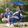 Foldable Beach Chair with Adjustable Canopy, Cup Holder, and Carry Bag