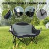 Padded Double Camping Chair - Folding with Armrests & Cup Holders