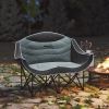 Padded Double Camping Chair - Folding with Armrests & Cup Holders