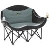 Padded Double Camping Chair - Folding with Armrests & Cup Holders
