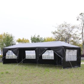Outdoor Party Tent – Waterproof Canopy with 6 Removable Sidewalls (Color: Black, Size: 10'x30')