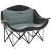 Padded Double Camping Chair - Folding with Armrests & Cup Holders