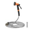 Heavy Duty Stainless Steel Metal Garden Hose with 10-Function Spray Nozzle