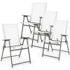 Set of 4 Folding Patio Chairs - Rustproof Metal Frame