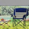 Padded Folding Camping Chair - Portable with Cup Holder & Side Pockets
