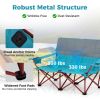 Oversized Folding Camping Loveseat – Padded Couch with Cup Holders