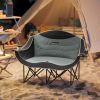 Padded Double Camping Chair - Folding with Armrests & Cup Holders