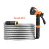 Heavy Duty Stainless Steel Metal Garden Hose with 10-Function Spray Nozzle