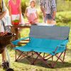 Oversized Folding Camping Loveseat – Padded Couch with Cup Holders