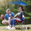 Foldable Beach Chair with Adjustable Canopy, Cup Holder, and Carry Bag